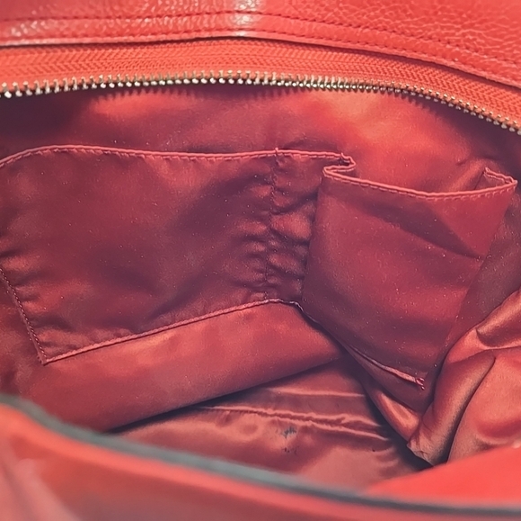 Coach Park North South Shoulder Tote Bag Red Pebbled Leather Large Purse Carry - Picture 16 of 16